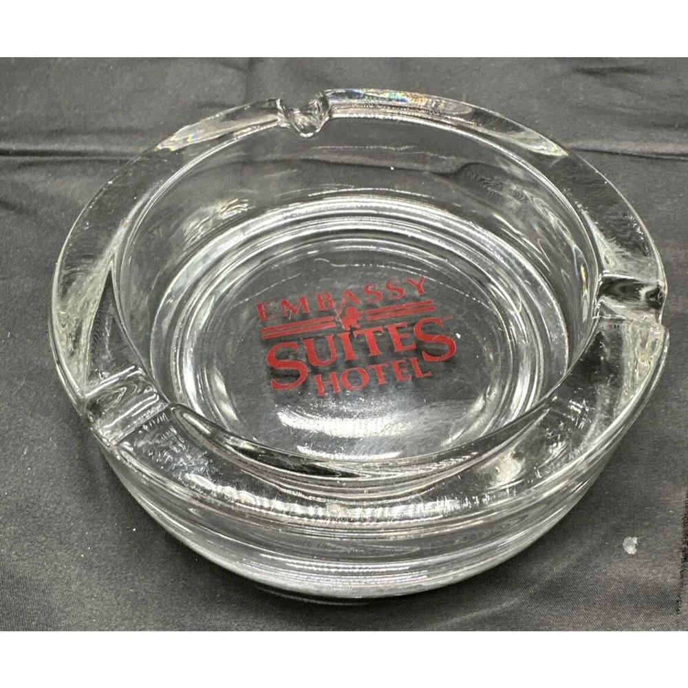 Vintage Embassy Suites Hotel Clear Glass Advertising Collectible Ashtray